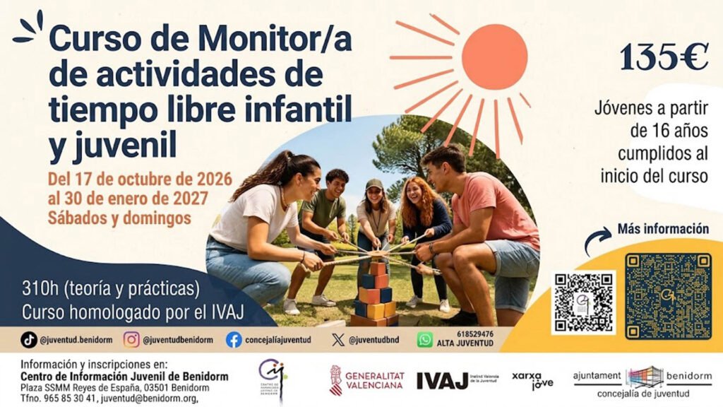 El curso de Monitor de Ocio y Tiempo Libre arranca este sábado: 310 horas, título homologado y 135 euros