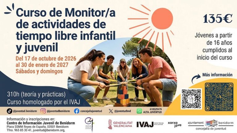 El curso de Monitor de Ocio y Tiempo Libre arranca este sábado: 310 horas, título homologado y 135 euros